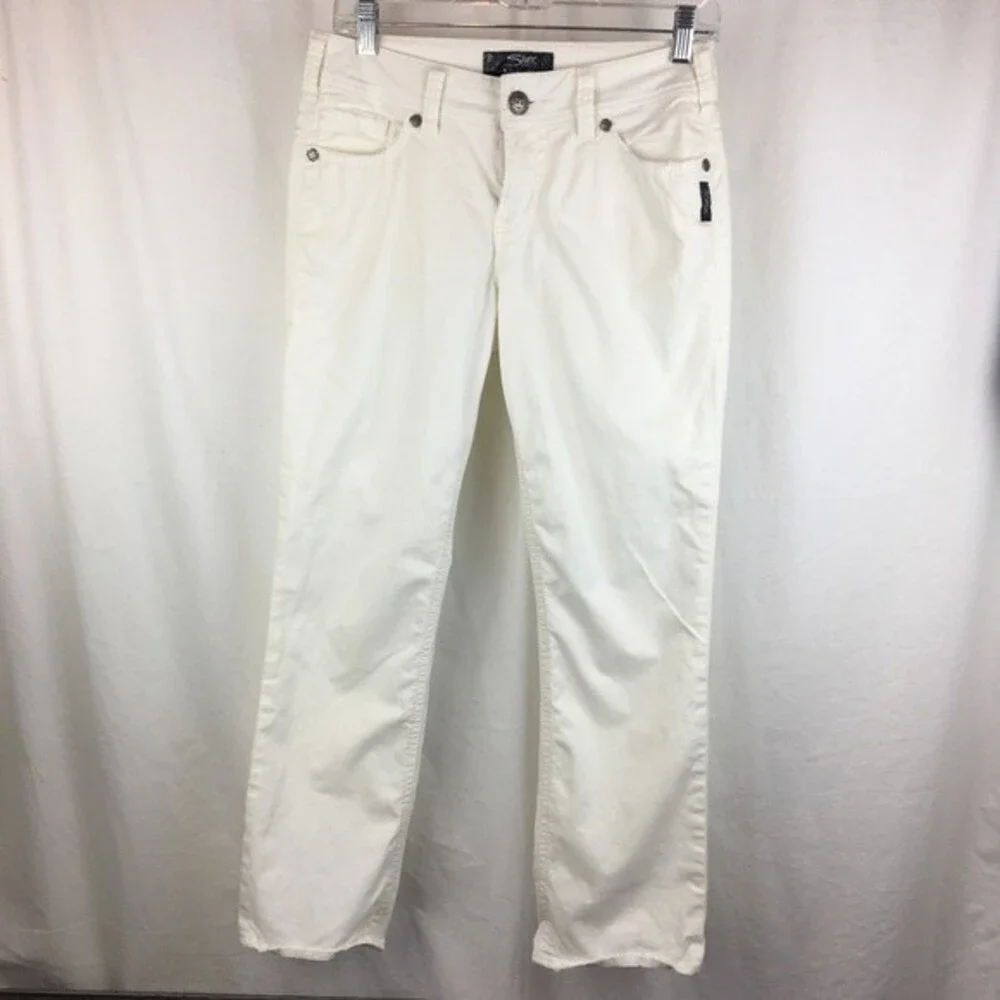 Silver Jeans White Suki Capri Cotton Pants 27 - Picture 3 of 9